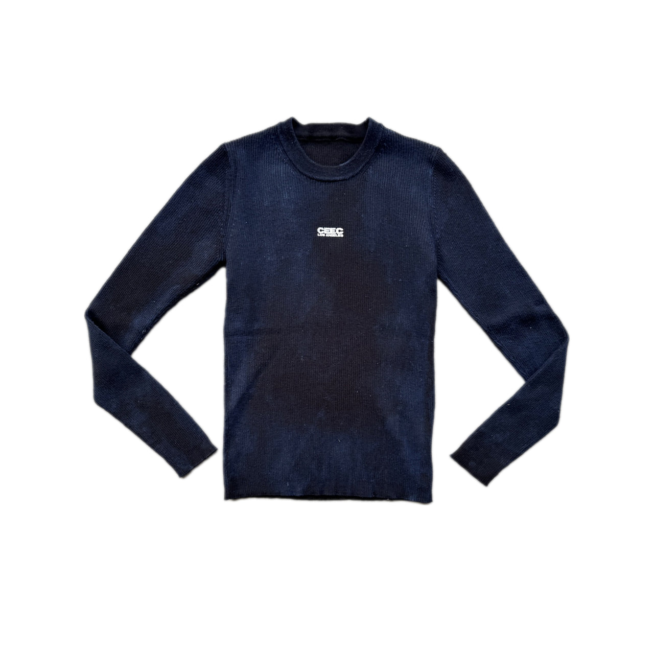 Retro Distressed Pattern Printed Wool Sweater in Black