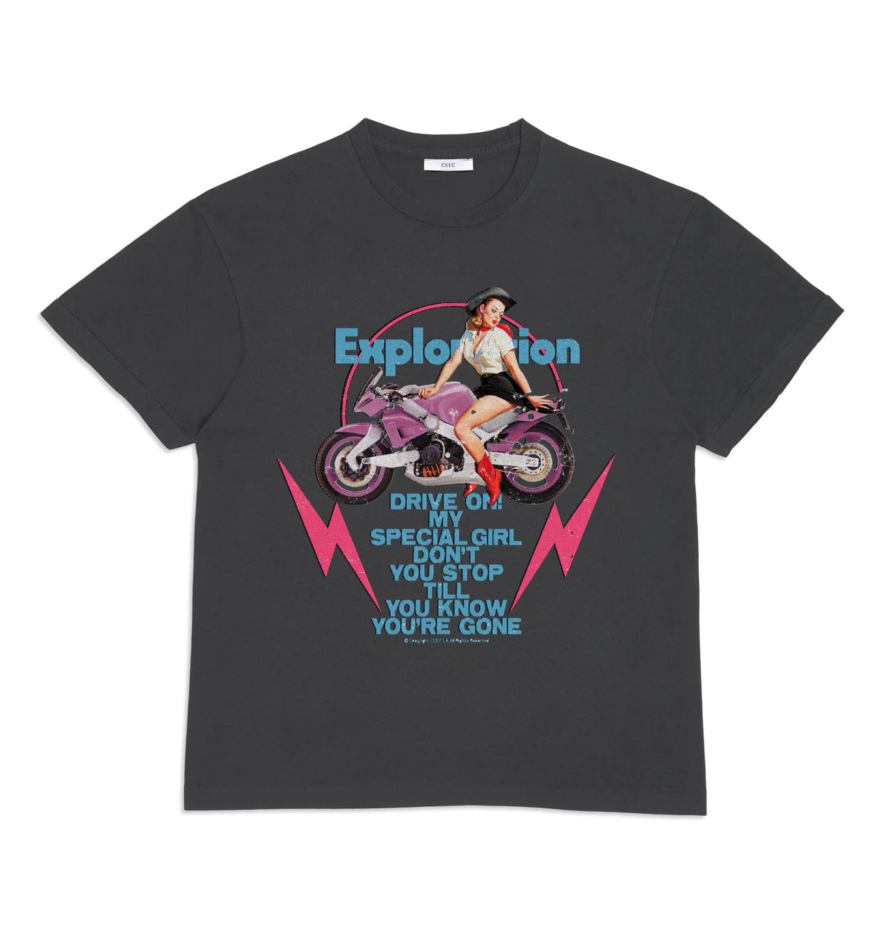 CEEC Motorcycle Girl T-shirt in Black