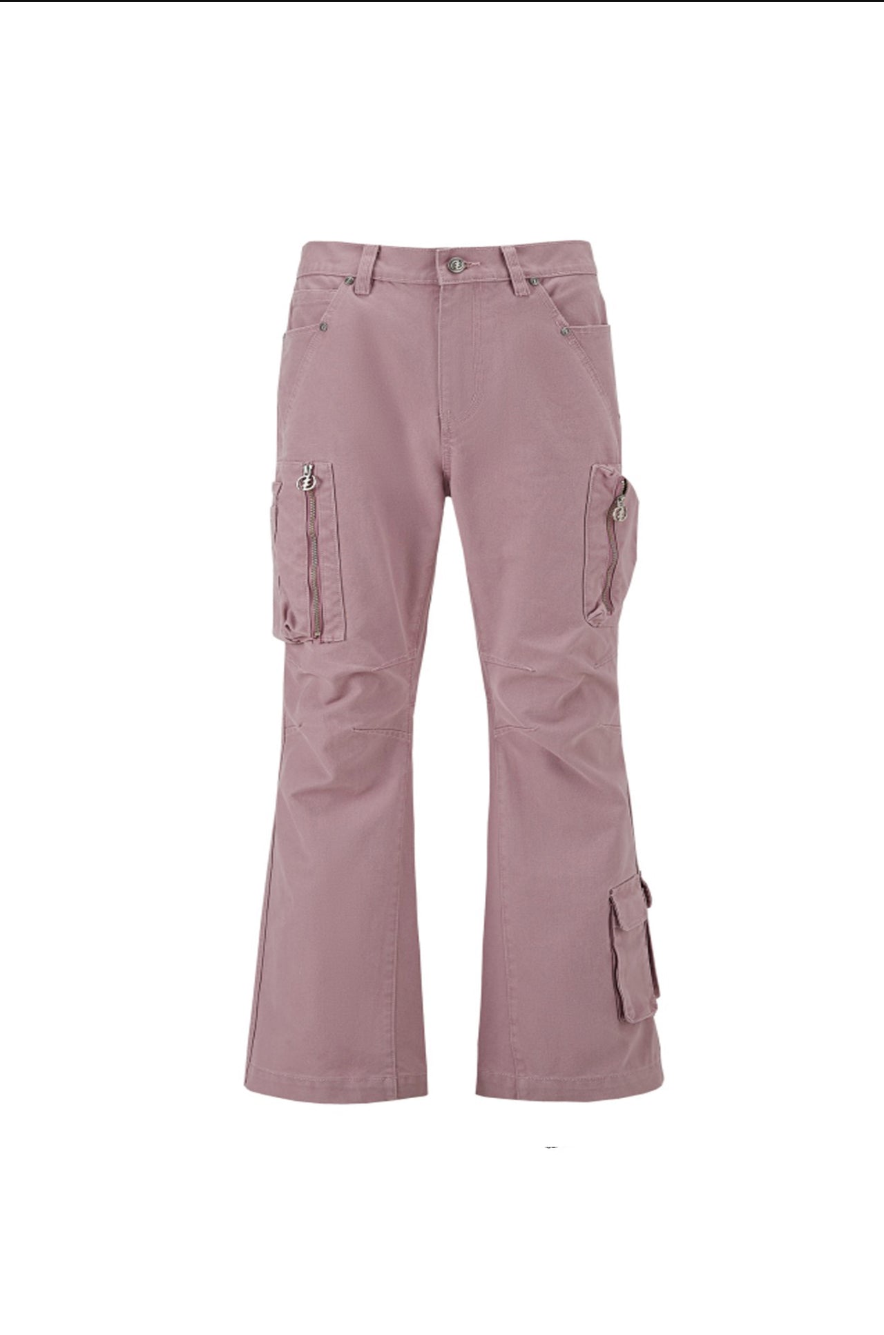 Wide-leg Washed Cargo Pocket Pants in Smoke Purple