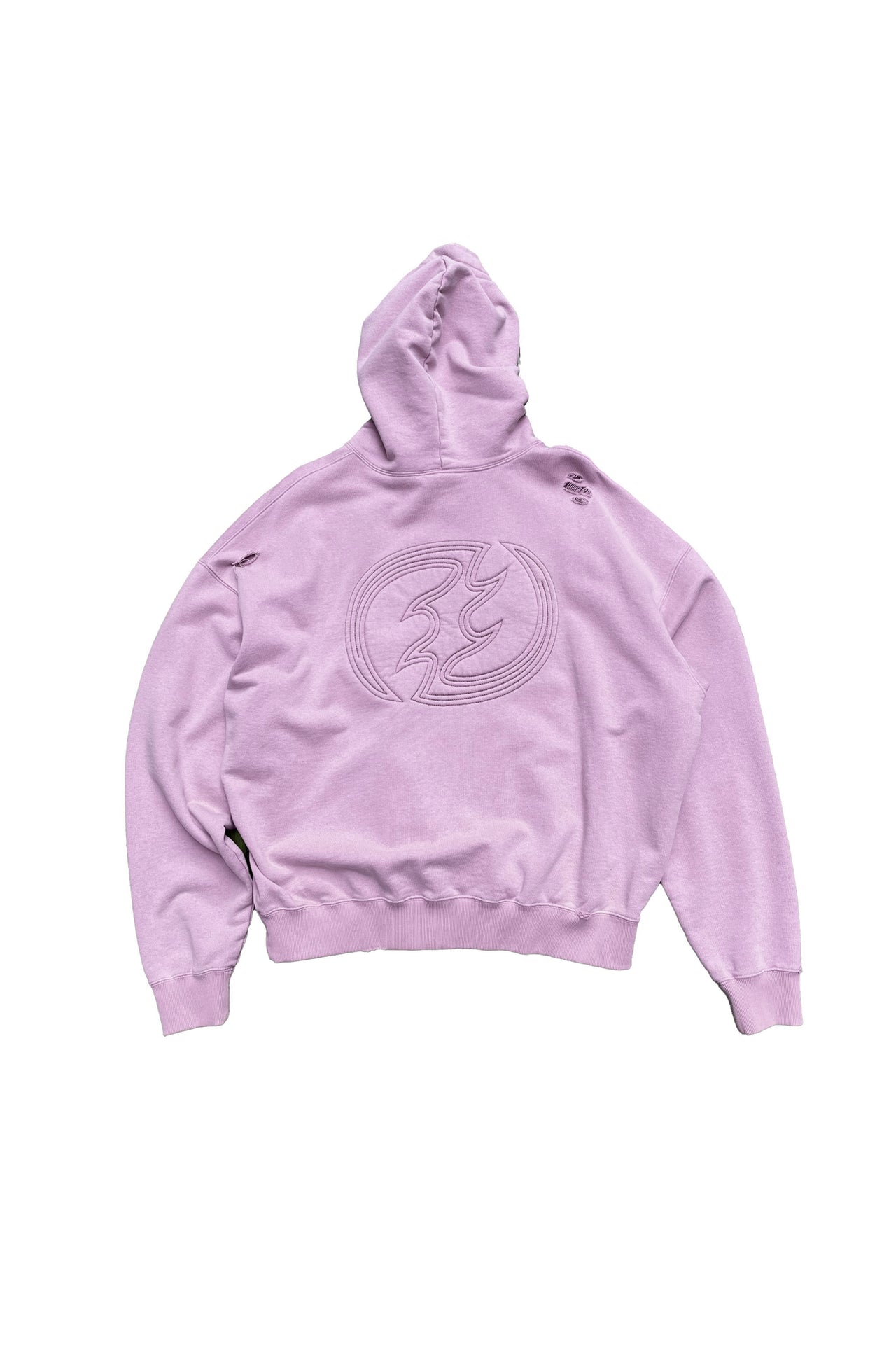 Classic Charm Graphic Embroidery Hoodie in Purple