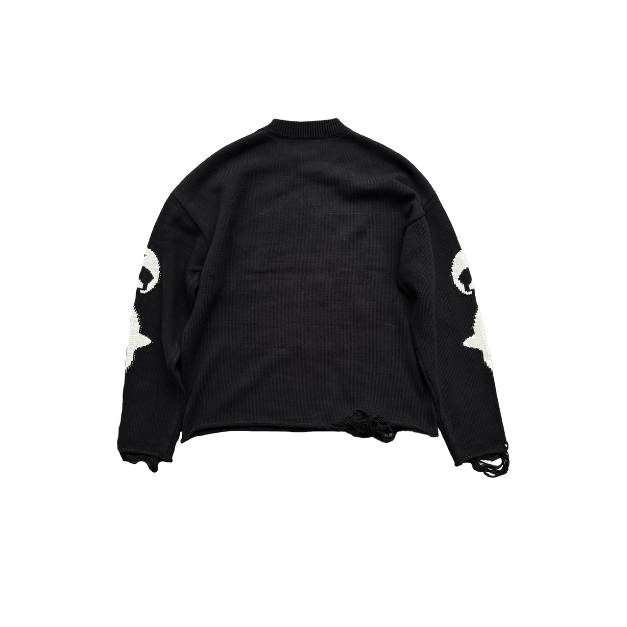 Spider Pattern Destroyed Sweater in Black