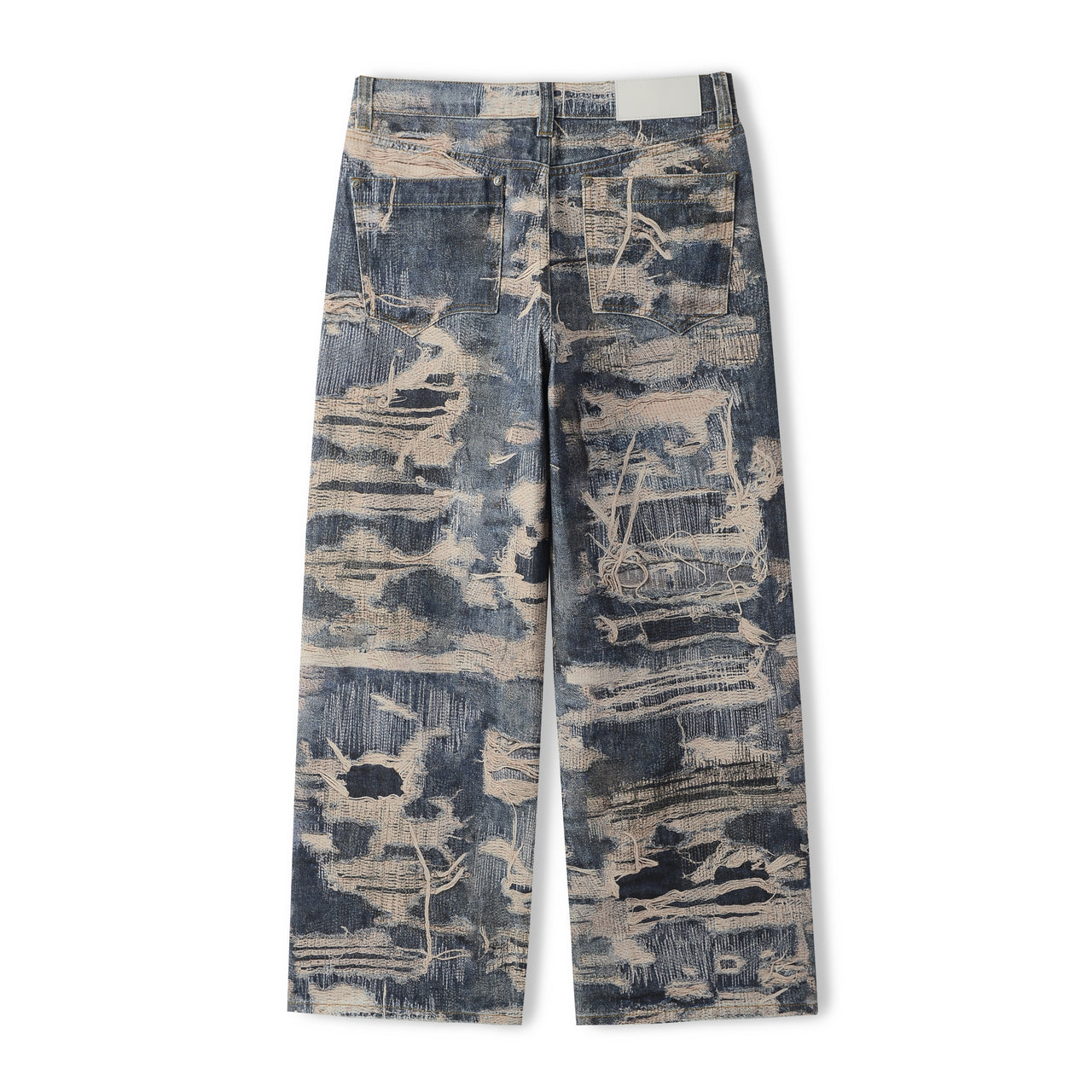 New Vintage Digital Print Wide Leg Denim Jeans