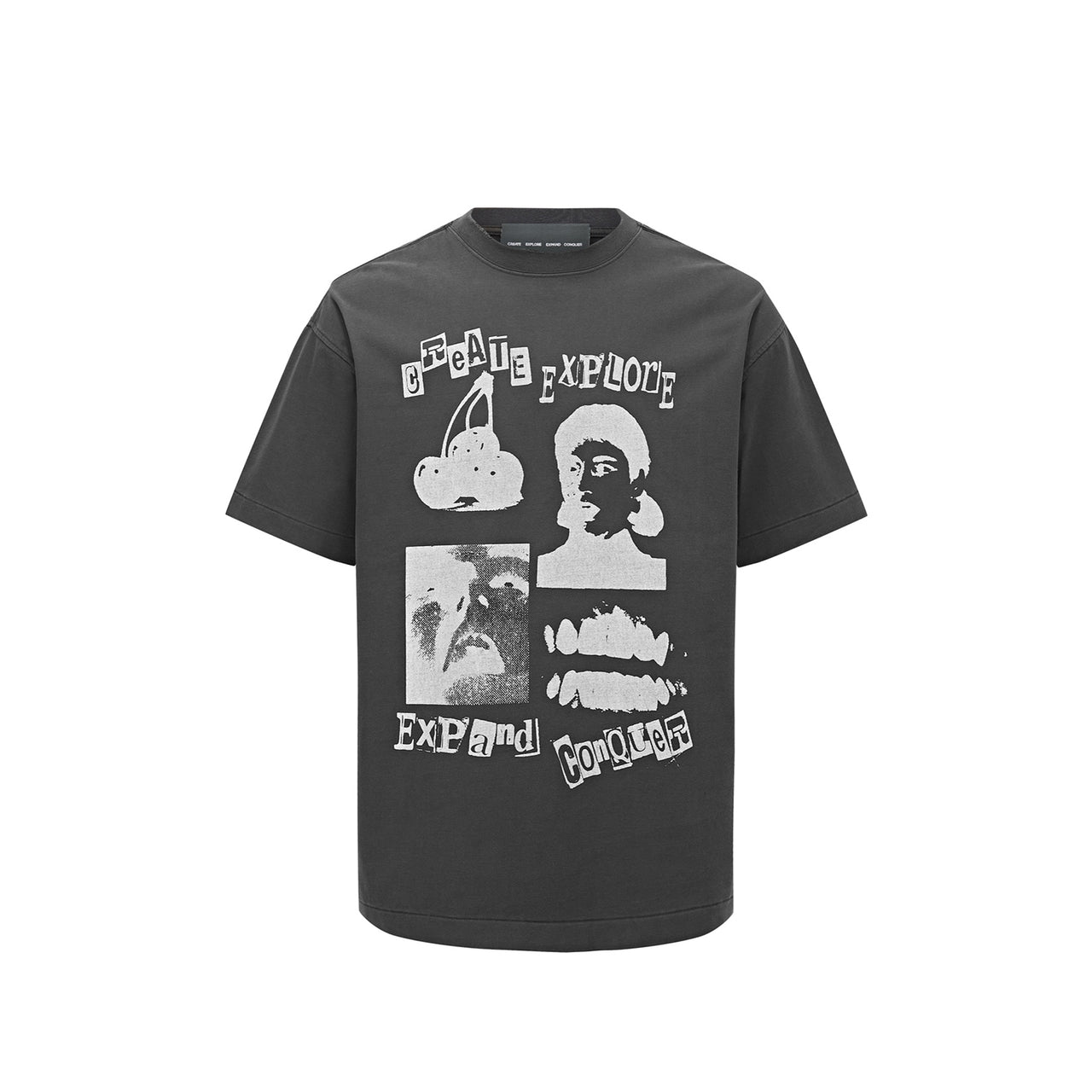 Dadaism Rock Collage T-shirt in Grey