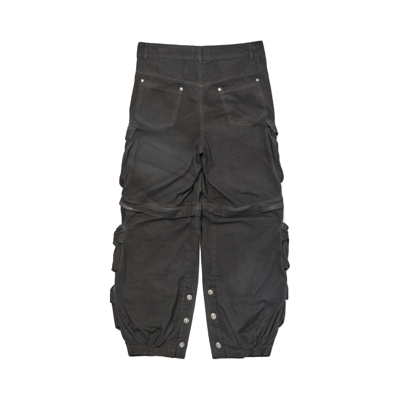 Spray-dyed Detachable Multi-pocket Canvas Pants in Black