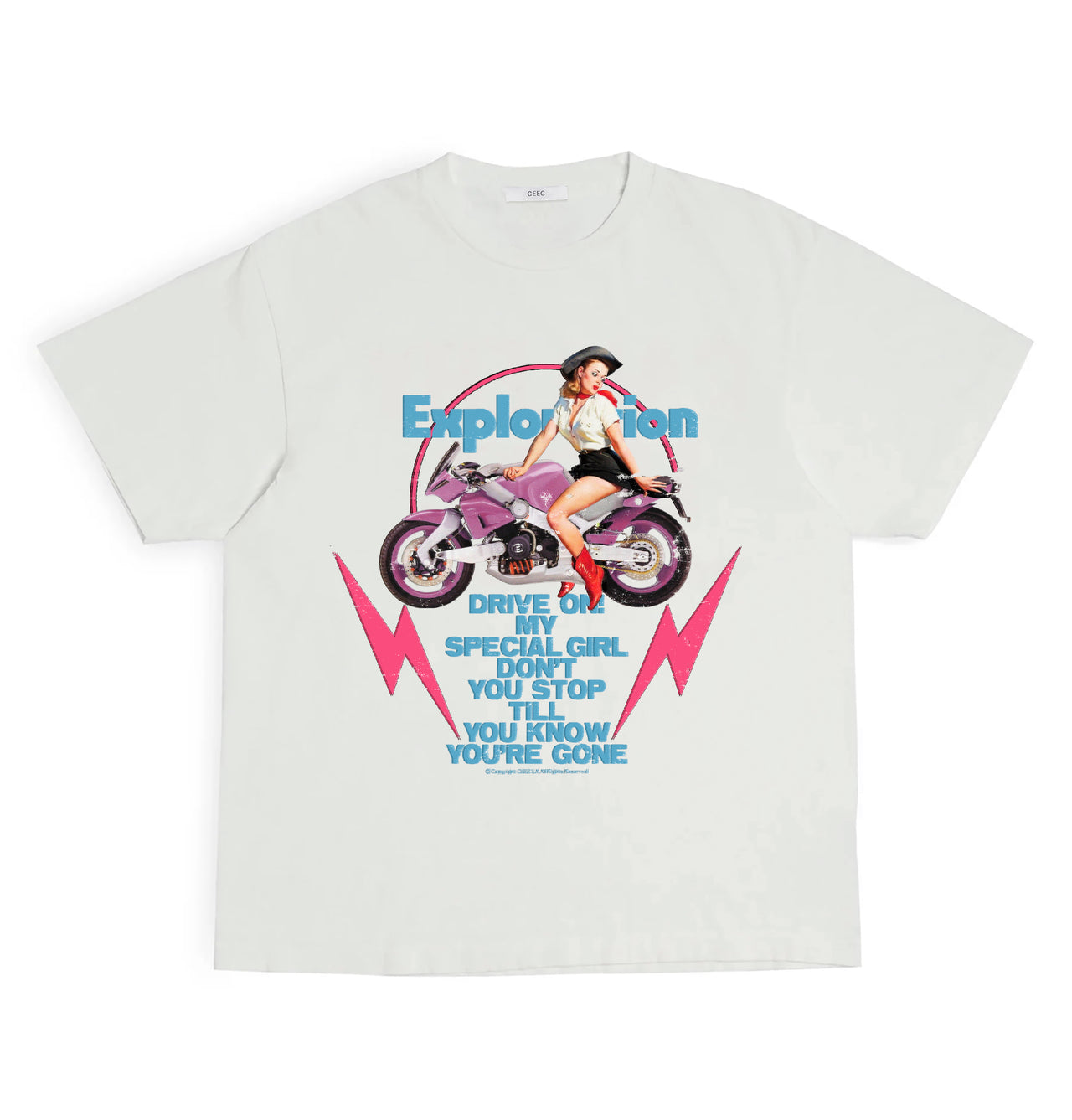 Motorcycle Girl T-shirt in White