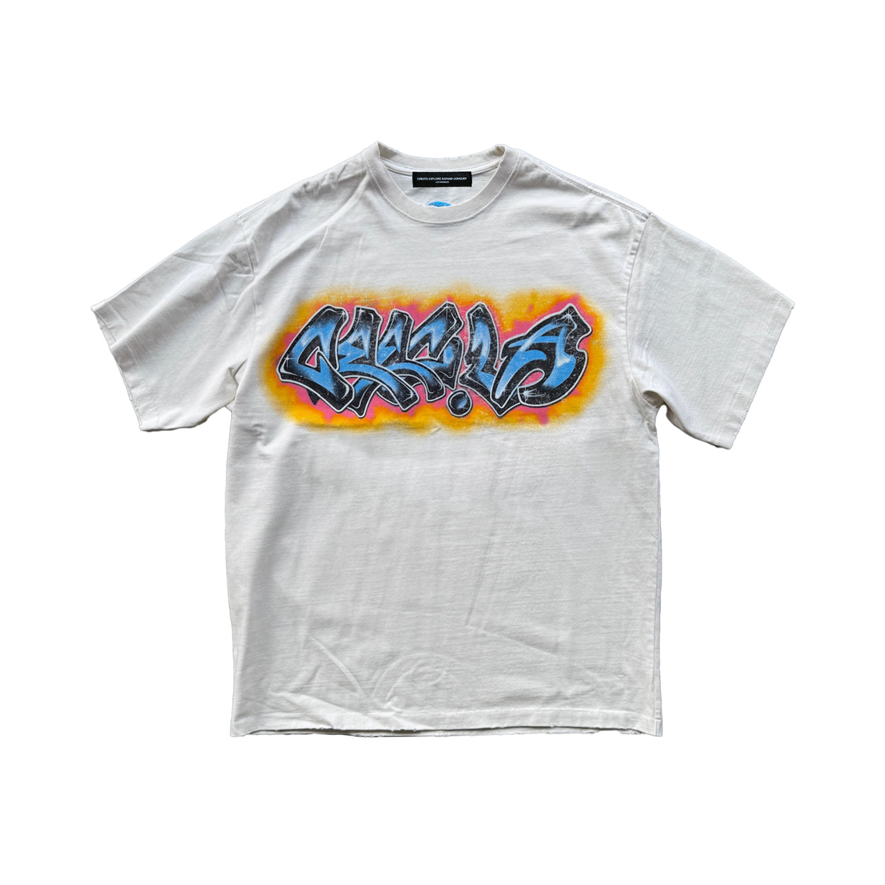 Vintage Graffiti Logo T-shirt in White Grey