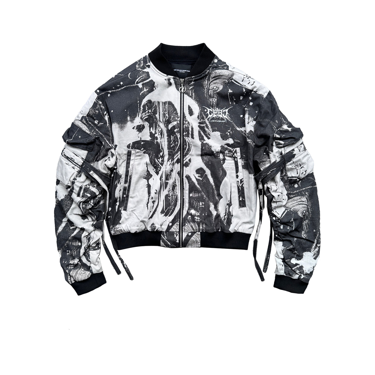 “Rave Planet” Bomber Jacket in Black and White