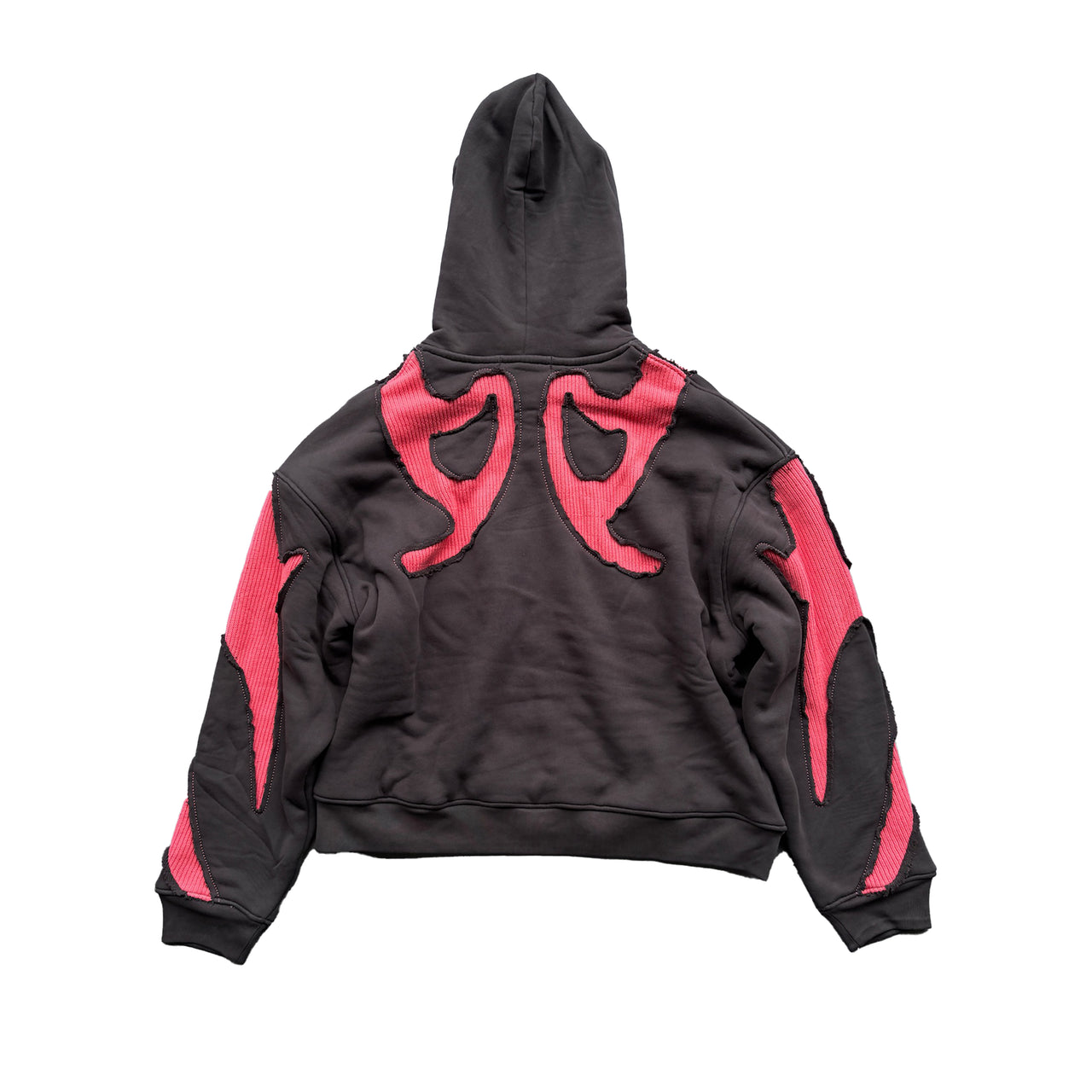 Heavy Texture Stitching Embroidered Hoodie in Black