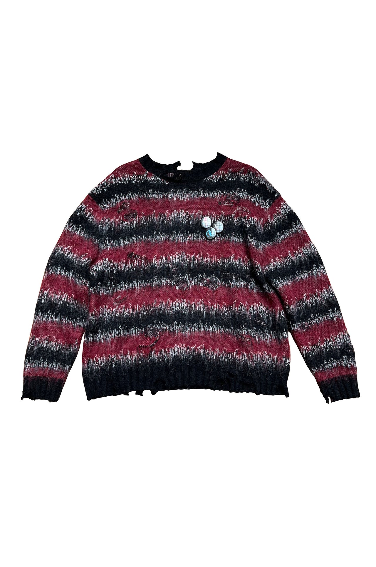 Striped Mohair-blend Sweater in Black-Red