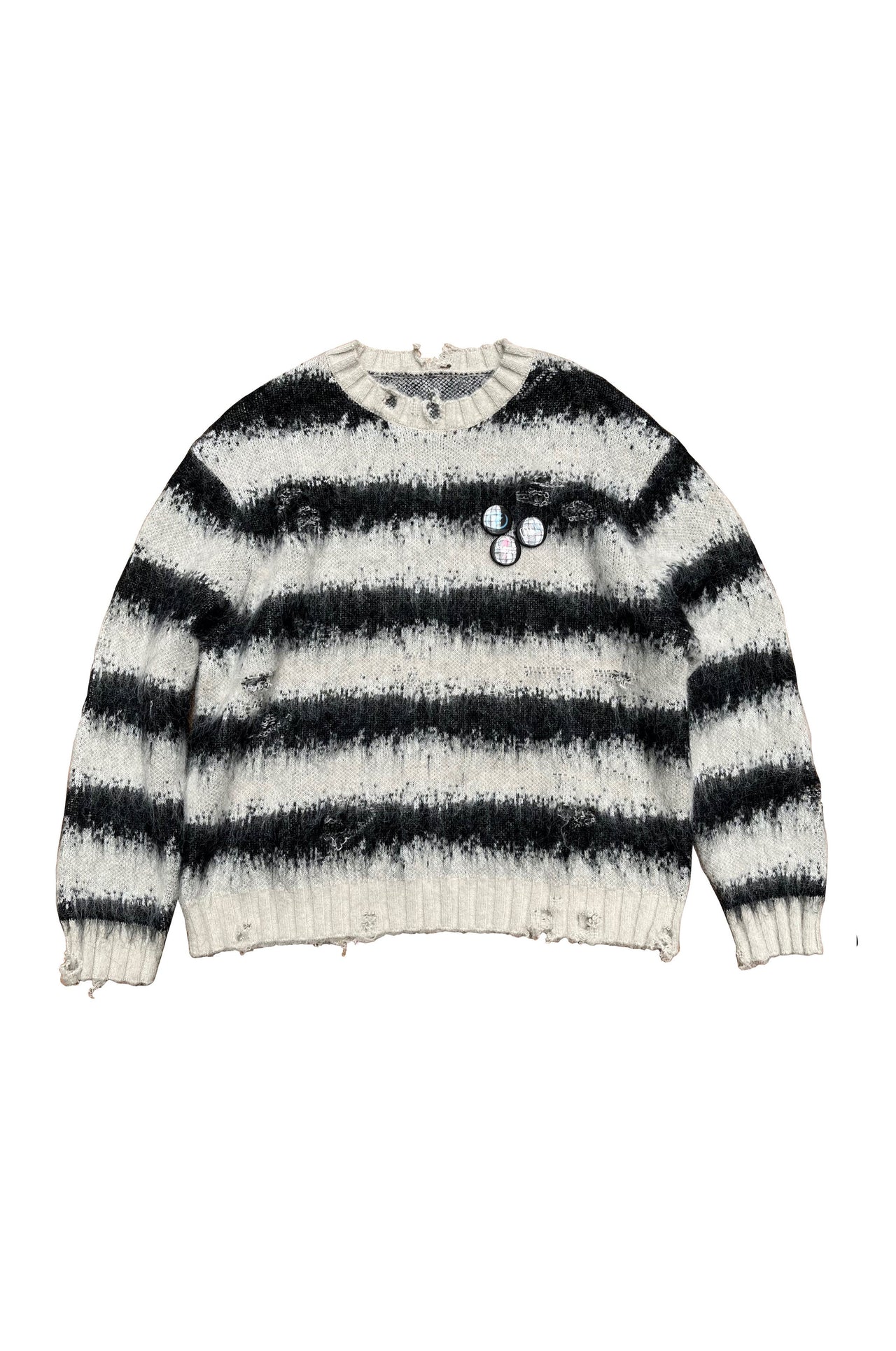 Striped Mohair-blend Sweater in Black-White