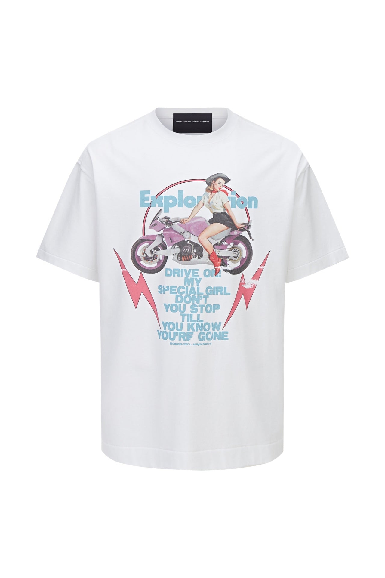 Motorcycle girl T-shirt in White